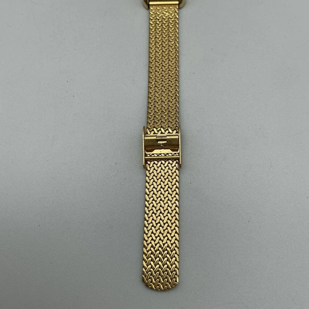 Elgin Womens Watch 35mm Champagne Dial Gold Crystals Mesh Band New Battery
